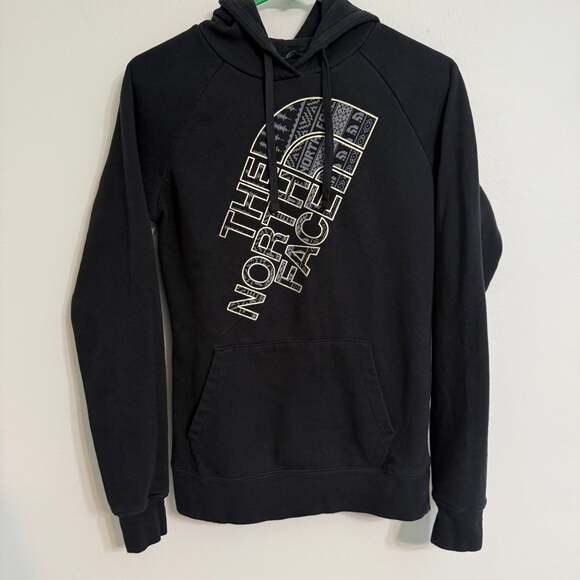 The North Face Women's Metallic Black Gold Logo Pullover Hoodie - Picture 1 of 5